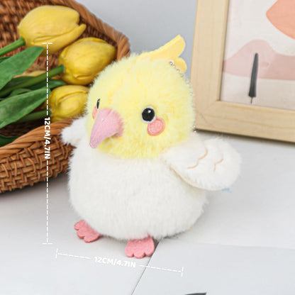 4.7 inches Cockatiel Plush Realistic Yellow Bird Stuffed Animal Cute Plush Toy Bird Bag Pendant Christmas Birthday Valentine's Day Gift for Friends Kids
