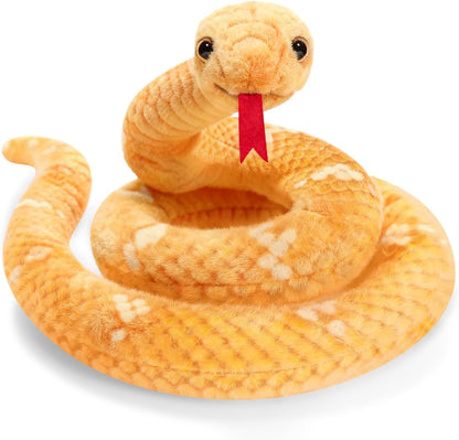 Snake Plush Stuffed Animal, 27 in, Yellow | Small Toy Snakes for Kids, Giant Stuffed Animals, Lifelike, Birthday Present Party Prank Prop