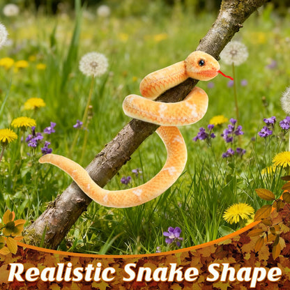 Snake Plush Stuffed Animal, 27 in, Yellow | Small Toy Snakes for Kids, Giant Stuffed Animals, Lifelike, Birthday Present Party Prank Prop