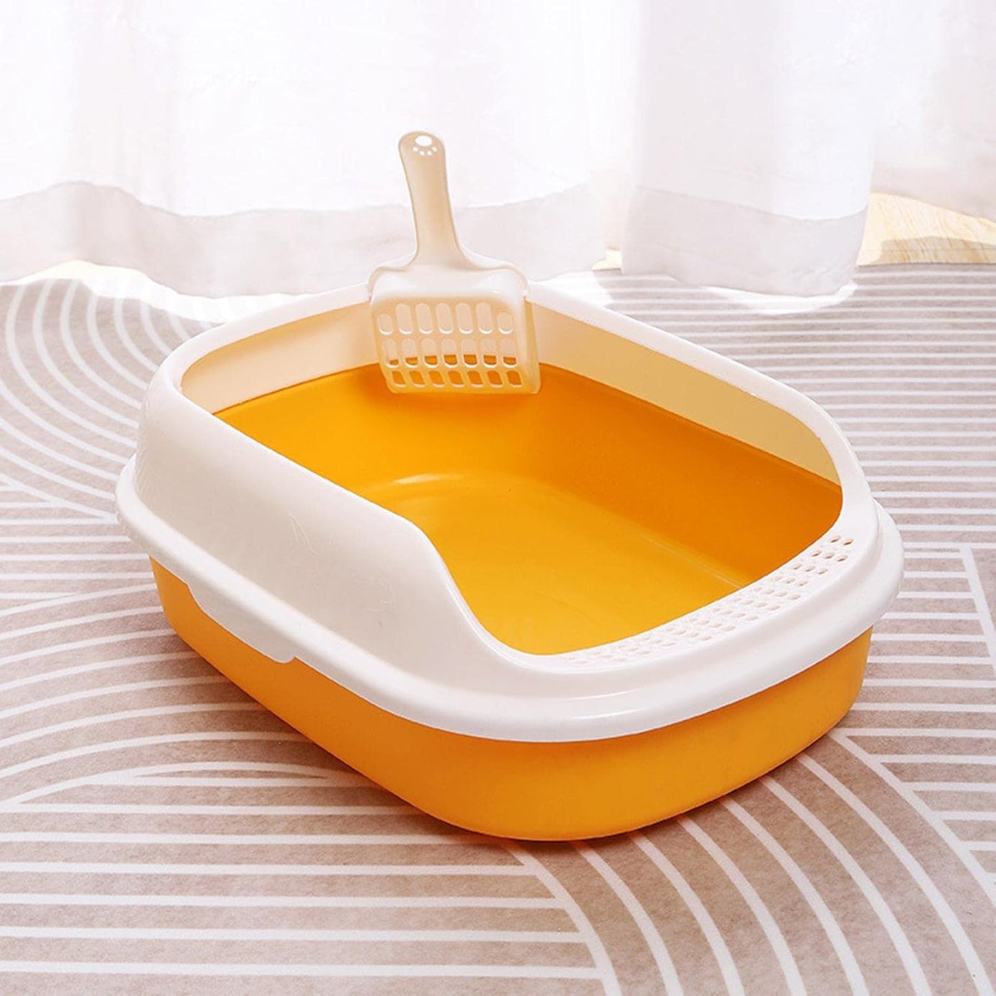 Cat, Toilet, Pet Litter Pan with Litter Bedpan, Easy to Clean for Doggy Small Animals, Yellow
