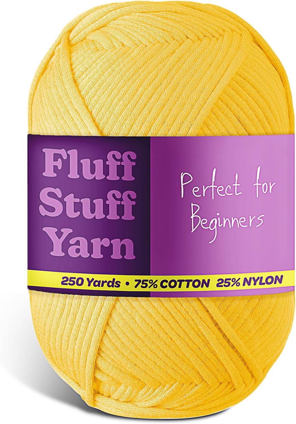 Soft Yarn for Crocheting – Crochet & Knitting Yarn, Beginner Yarn with Easy-to-See Stitches, 250 Yds Amigurumi Yarn, Cotton-Nylon Blend Tshirt Yarn for Crocheting, Worsted Weight Yarn 4, Bright Yellow