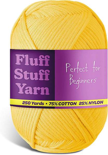 Soft Yarn for Crocheting – Crochet & Knitting Yarn, Beginner Yarn with Easy-to-See Stitches, 250 Yds Amigurumi Yarn, Cotton-Nylon Blend Tshirt Yarn for Crocheting, Worsted Weight Yarn 4, Bright Yellow