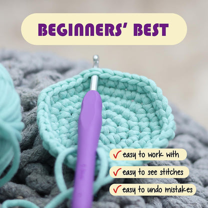 Soft Yarn for Crocheting – Crochet & Knitting Yarn, Beginner Yarn with Easy-to-See Stitches, 250 Yds Amigurumi Yarn, Cotton-Nylon Blend Tshirt Yarn for Crocheting, Worsted Weight Yarn 4, Bright Yellow