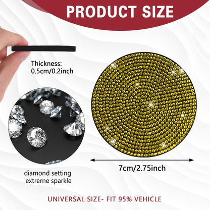 2PCS Bling Car Cup Holder Coaster, 2.75 Inch Car Cup Holder Insert Coaster, Crystal Rhinestone Car Drink Cup Mat, Automotive Bling Coaster Accessories for Women Girls (Lemon Yellow)
