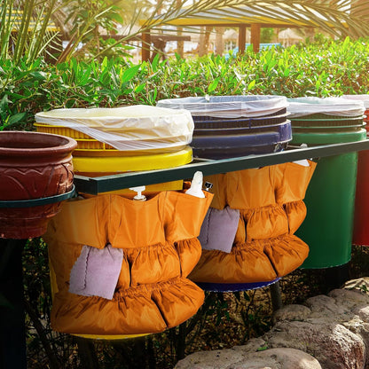 4 Pcs Trash Can Caddy Bag Cleaning Caddy Bag for Garbage Bins Trash Holder Cart Garbage Bin Storage Organizer, Fits 32-50 Gallon Can, Janitorial Storage Cleaning Supplies (Yellow)