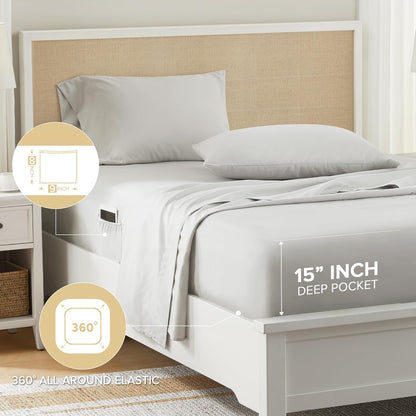 Bed in A Bag Comforter Set - Trendy Casual Design Full Comforter with Complete Sheet Set with Side Pocket, All Season, Shams, Gloria, Full Grey/Yellow 9 Piece