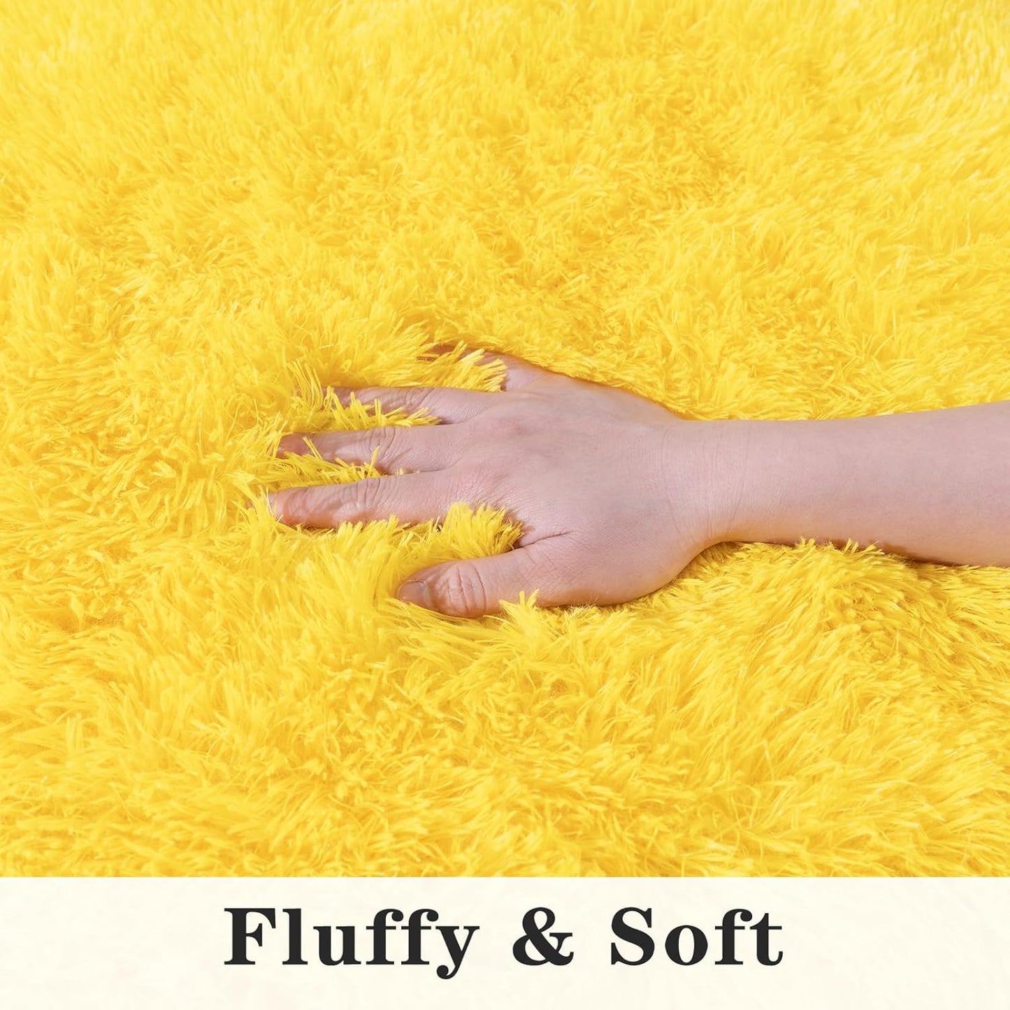 Dssimo Super Fluffy Area Rug for Bedroom, Modern Shag Yellow Area Rugs, Soft Plush Small Carpet for Kids,Girls Boys and Teens Decorations for Living Room Dorm Nursery Classroom, 4x6 Feet