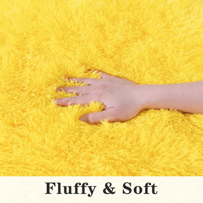 Dssimo Super Fluffy Area Rug for Bedroom, Modern Shag Yellow Area Rugs, Soft Plush Small Carpet for Kids,Girls Boys and Teens Decorations for Living Room Dorm Nursery Classroom, 4x6 Feet