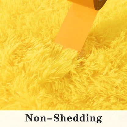 Dssimo Super Fluffy Area Rug for Bedroom, Modern Shag Yellow Area Rugs, Soft Plush Small Carpet for Kids,Girls Boys and Teens Decorations for Living Room Dorm Nursery Classroom, 4x6 Feet