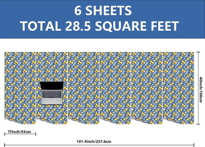 Lemon Wrapping Paper Roll Moroccan Gift Wrap Sheets Paper - Blue Yellow Spring Designs for Women Girls Wedding Thanksgiving Birthday - Total 28.5sq.ft