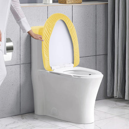 Stretch Velvet Toilet Lid Cover and Toilet Tank Lid Cover, Bathroom Super Soft Toilet Lid Cover Set Luxury Velvet Plush, with Elastic Bottom, Machine Wash, Yellow