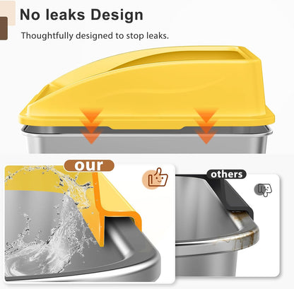 Stainless Steel Litter Box | XL Enclosed Cat Litter Boxes with Lid for Big Cats | High Sided, Anti-Urine Leakage | Non-Stick Bottom & Includes Litter Mat & Metal Scoop (Mustard Yellow)