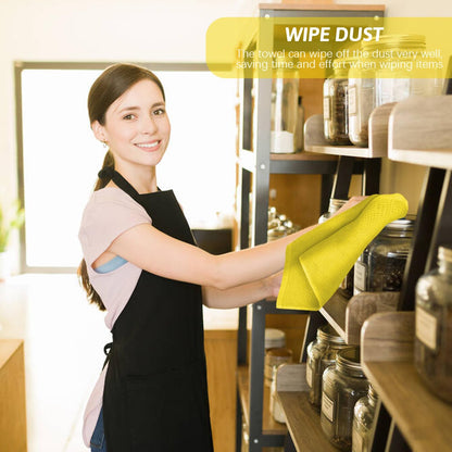 4 Pack Yellow Kitchen Dish Towels, 100% Cotton Waffle Weave Kitchen Dish Cloths for Washing Dishes, Soft Absorbent Dish Rags, Quick Drying Cleaning Rags - 12x12 in