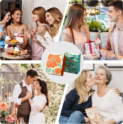 8 Pack Gift Bags with Tissue Paper Medium Size 9.8"x 7.8"x 4.7", Assorted Designs Paper Bags with Handles, Gift Bags Bulk for Birthday, Mother's Day, Easter Day, Baby Showers, Bridal Showers, Wedding Any Occasion