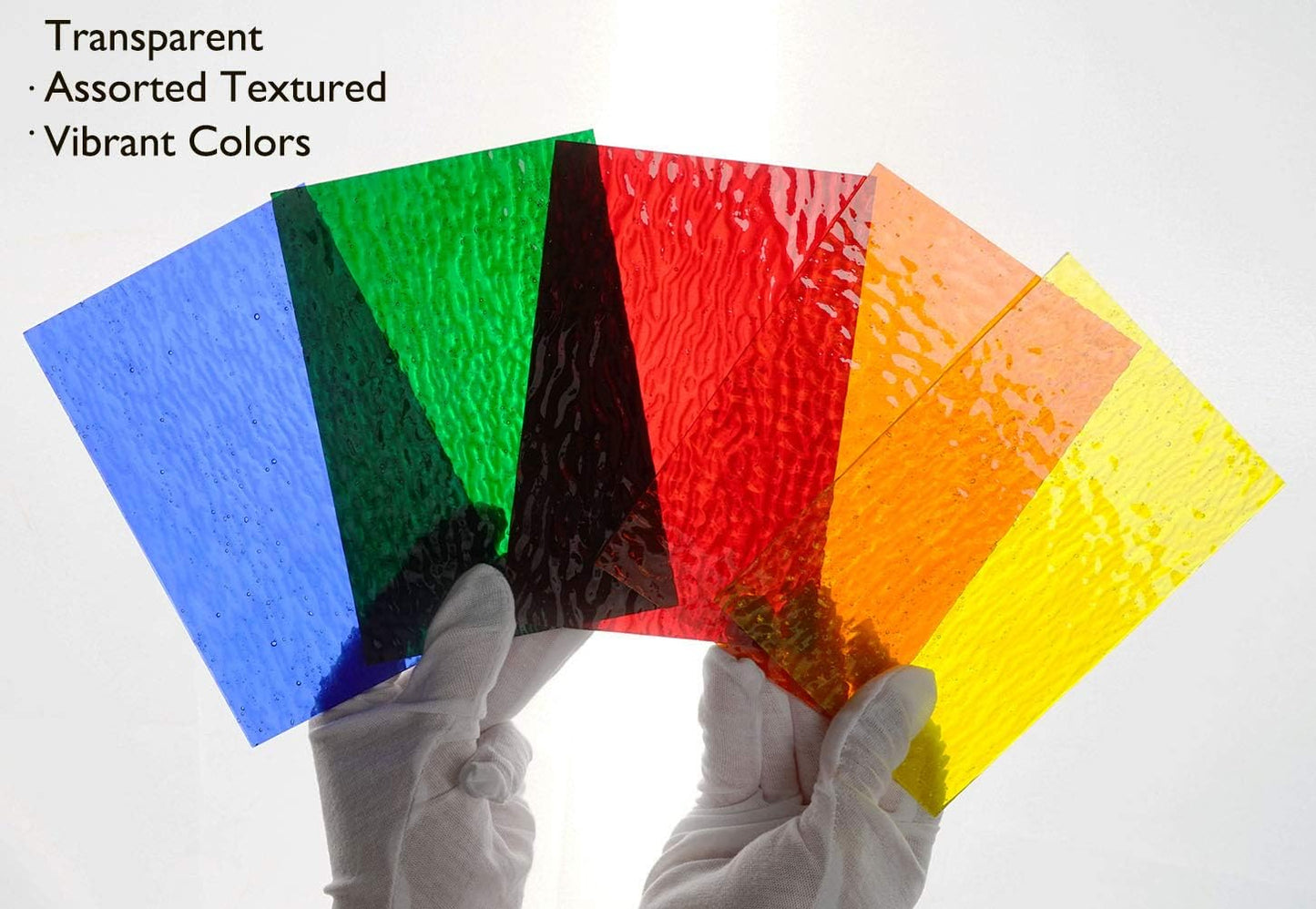 (10 Sheets) Variety Textured Stained Glass Sheets Pack, 4 x 6 inch Large Cathedral Glass Mosaic Tiles for Crafts, Mixed Opaque&Transparent