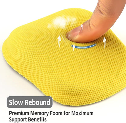 Ergonomic Mouse Pad with Wrist Support, Memory Foam Wrist Rest & Mouse Pad Set, Relieves Wrist Pressure for Comfortable Office & Gaming Use (Bright Yellow)