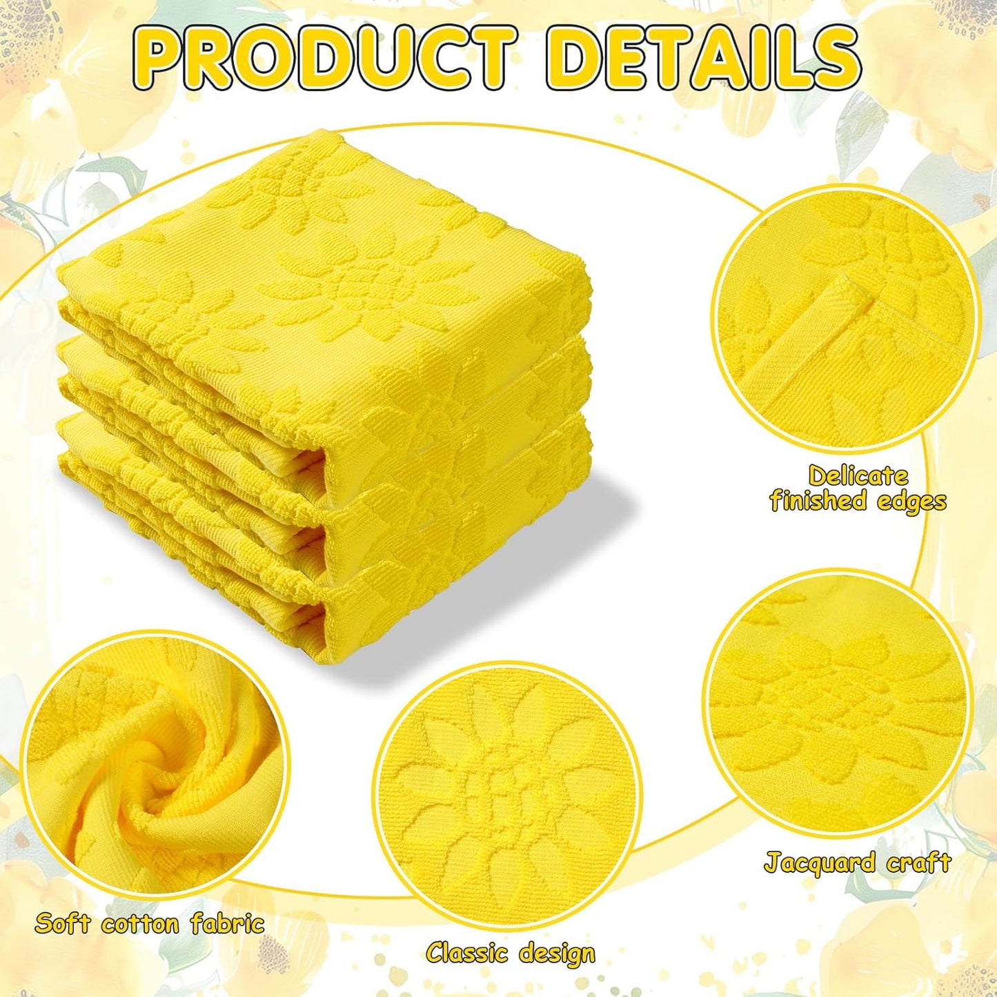 3pcs Sunflower Hand Towels 3D Yellow Sunflowers 100% Cotton Soft Decorative Towel for Home Bathroom Kitchen Decor Gift,13.7x29.5 Inch