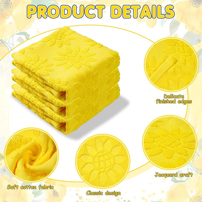 3pcs Sunflower Hand Towels 3D Yellow Sunflowers 100% Cotton Soft Decorative Towel for Home Bathroom Kitchen Decor Gift,13.7x29.5 Inch