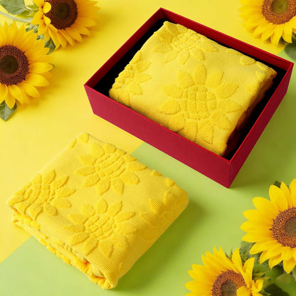3pcs Sunflower Hand Towels 3D Yellow Sunflowers 100% Cotton Soft Decorative Towel for Home Bathroom Kitchen Decor Gift,13.7x29.5 Inch
