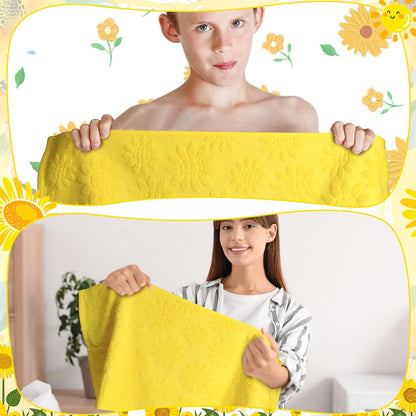 3pcs Sunflower Hand Towels 3D Yellow Sunflowers 100% Cotton Soft Decorative Towel for Home Bathroom Kitchen Decor Gift,13.7x29.5 Inch