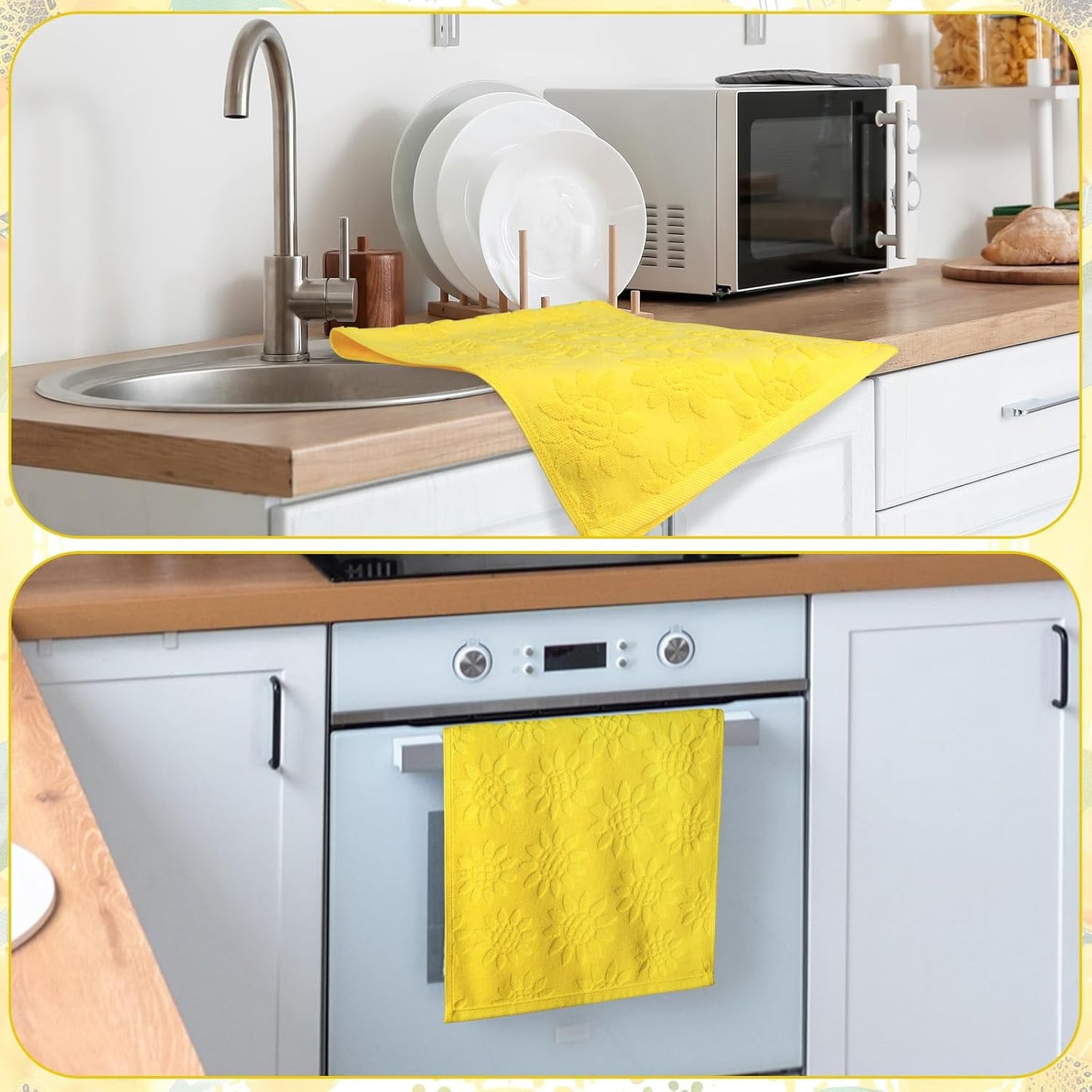 3pcs Sunflower Hand Towels 3D Yellow Sunflowers 100% Cotton Soft Decorative Towel for Home Bathroom Kitchen Decor Gift,13.7x29.5 Inch