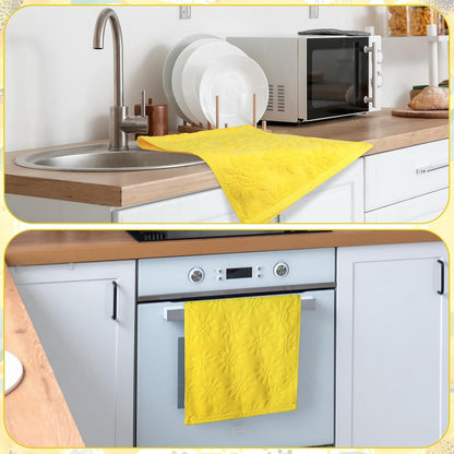 3pcs Sunflower Hand Towels 3D Yellow Sunflowers 100% Cotton Soft Decorative Towel for Home Bathroom Kitchen Decor Gift,13.7x29.5 Inch