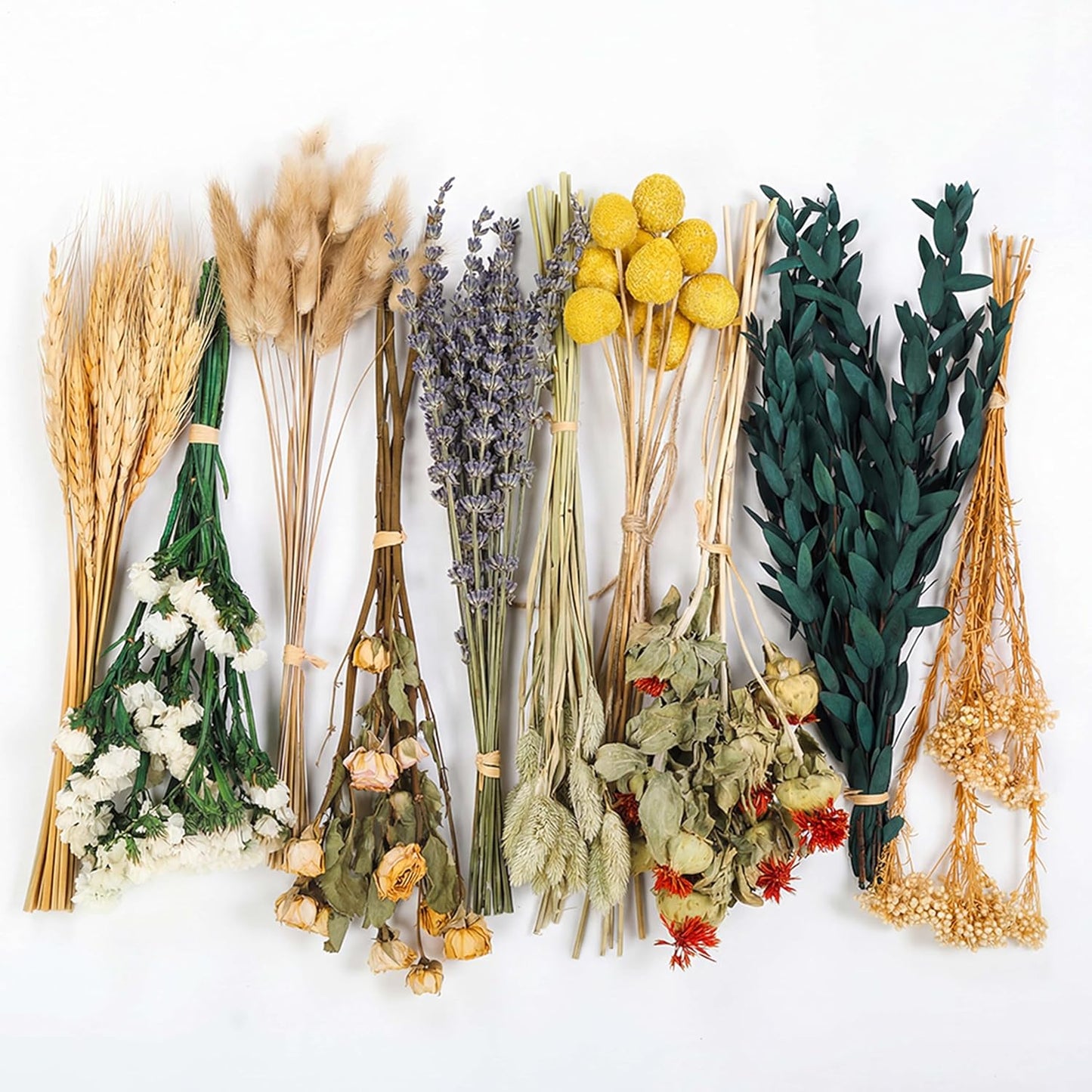 10 Kinds Vintage Dried Flowers Bouquet, 128 Stems | Vintage rustic boho, lavender eucalyptus bunny tails, 10-12 inch, for home wedding centerpiece, naturally preserved
