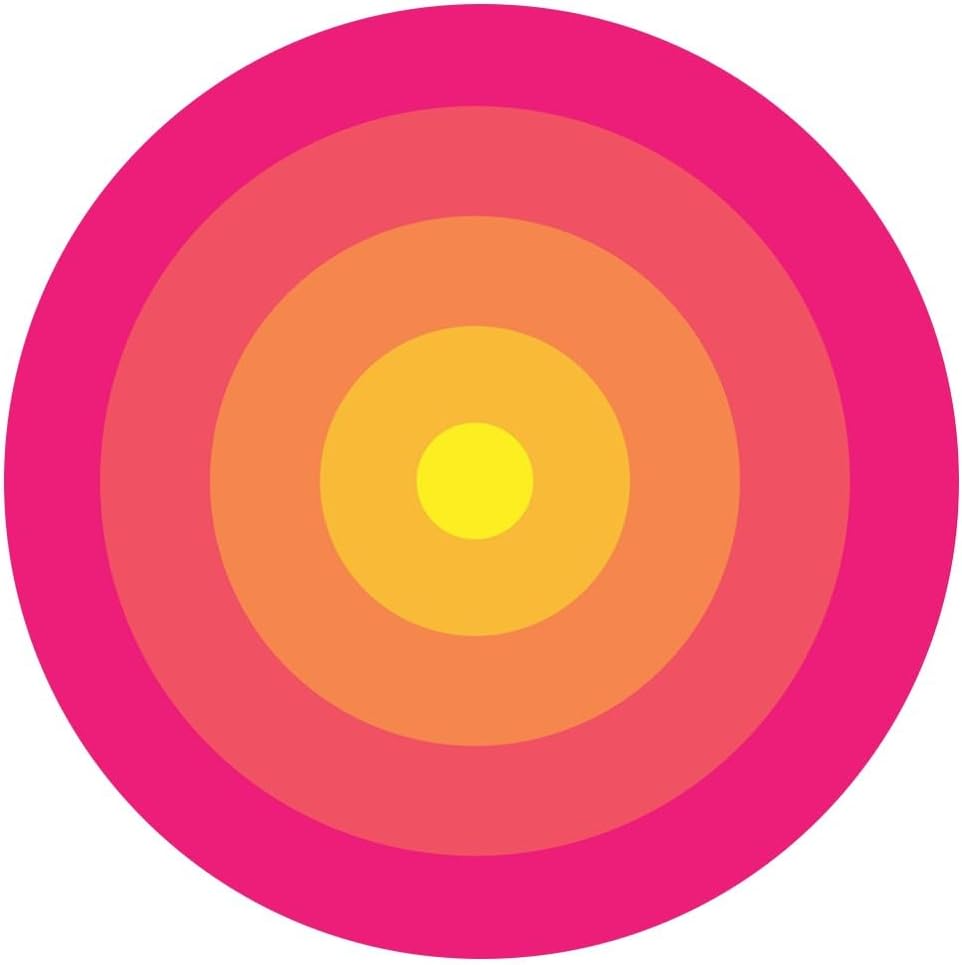 Concentric Circles Pink Orange Yellow Ombre Round Rug for Living Room Office Bedroom Dining Room Kitchen Guestroom Art Deco Mat Non Slip Lightweight Soft Comfort Foldable Washable Floor Rugs 3ft