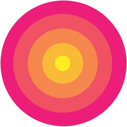 Concentric Circles Pink Orange Yellow Ombre Round Rug for Living Room Office Bedroom Dining Room Kitchen Guestroom Art Deco Mat Non Slip Lightweight Soft Comfort Foldable Washable Floor Rugs 3ft