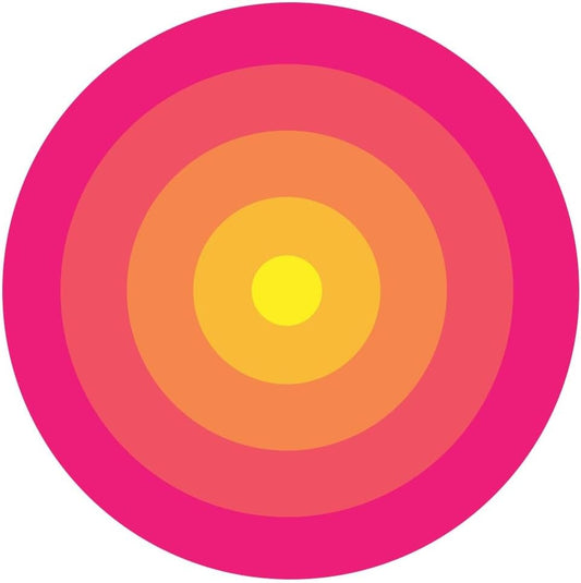 Concentric Circles Pink Orange Yellow Ombre Round Rug for Living Room Office Bedroom Dining Room Kitchen Guestroom Art Deco Mat Non Slip Lightweight Soft Comfort Foldable Washable Floor Rugs 3ft