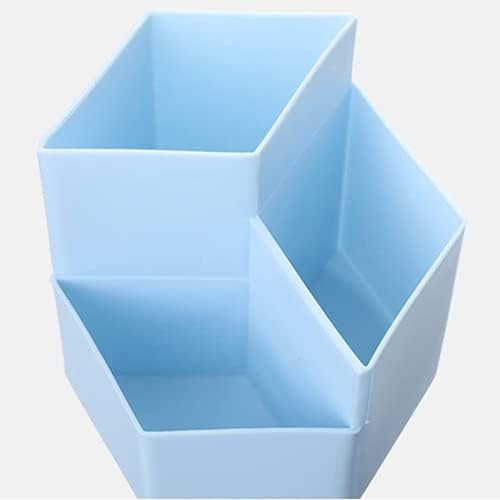 Multifunction Pen Holder, 360Degree Rotating 3 Grids Pen Holder Stand Office Supplies Storage Organize for Desk Cute Pencil Cup Pot for Home, Office and School (Yellow)