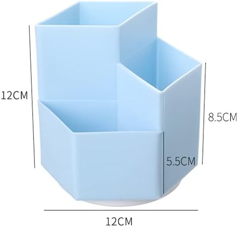 Multifunction Pen Holder, 360Degree Rotating 3 Grids Pen Holder Stand Office Supplies Storage Organize for Desk Cute Pencil Cup Pot for Home, Office and School (Yellow)