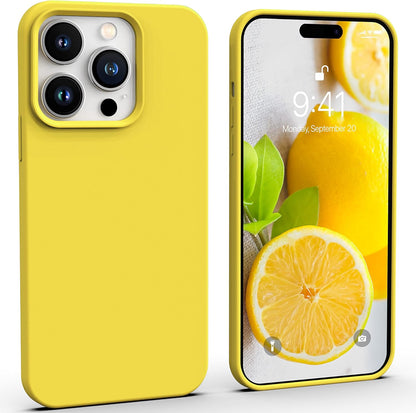 iPhone 14 Pro Case Yellow (2022), Liquid Silicone Case Phone Cover Slim Protective, Soft Anti-Scratch Microfiber Lining,Bright Lemon Citron Butter Cute [Shockproof] 6.1 inch 14Pro- Yellow