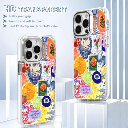 Cases for iPhone 16,Compatible with MagSafe,Classic Clear Shockproof Protection Magnetic Phone Case - Bow European Summer Lemon Collage