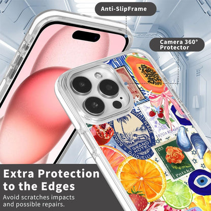 Cases for iPhone 16,Compatible with MagSafe,Classic Clear Shockproof Protection Magnetic Phone Case - Bow European Summer Lemon Collage