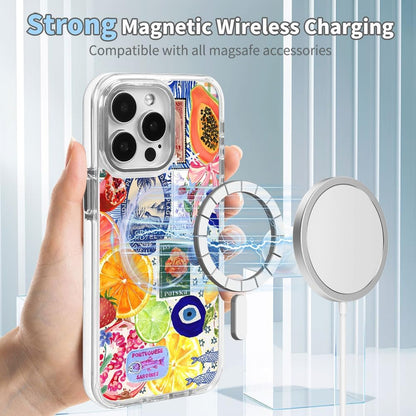 Cases for iPhone 16,Compatible with MagSafe,Classic Clear Shockproof Protection Magnetic Phone Case - Bow European Summer Lemon Collage