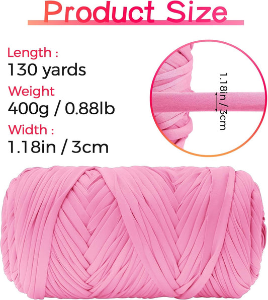 T Shirt Yarn 130 Yards Beginner Crochet Tshirt Yarn 400g Elastic Fabric Thick T-Shirt Yarns for Crocheting, Knitting Bags, Baskets, Rugs, Coasters, DIY Craft, Home Decor (Light Yellow)