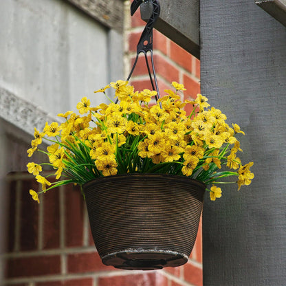 21 Bundles Artificial Outdoor UV Resistant Flowers No Fade Fake Outside Flowers Plastic Greenery Faux Shrubs Garden Porch Window Box Home Decoration (Yellow)