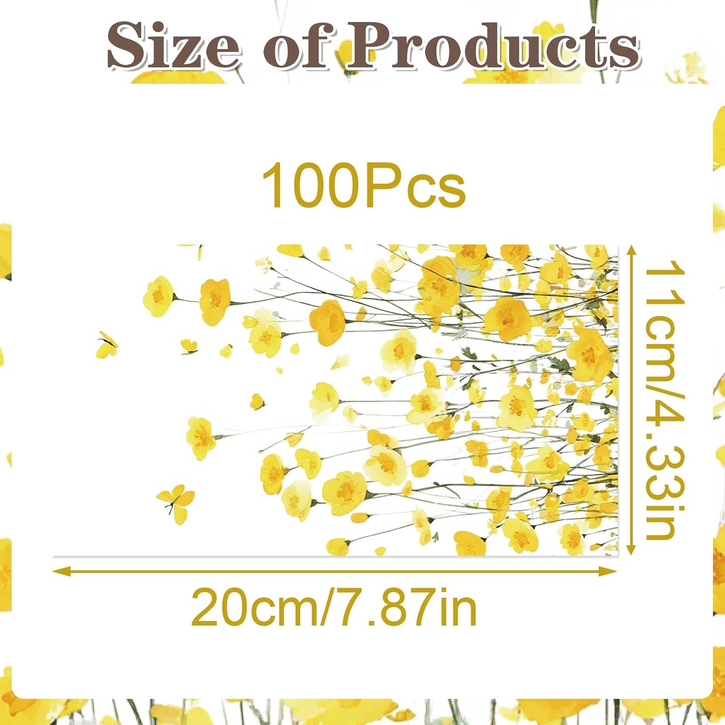 Floral Paper Napkins Decorations - 100 Pcs Spring Yellow Flower Party Napkins Disposable, Dinner Paper Napkin for Floral Party Decorations, Birthday Bridal Shower Wedding Decor Supplies