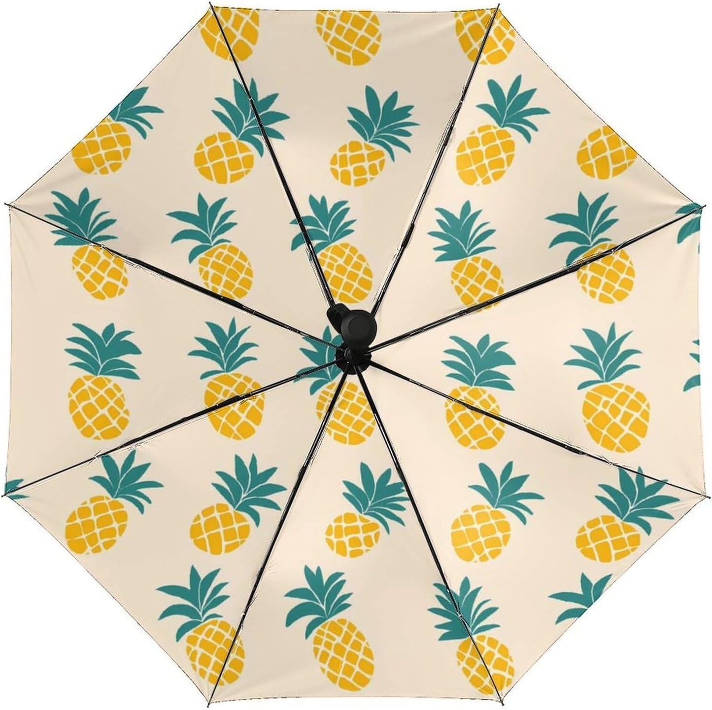 Yellow Pineapple Portable Travel Umbrella Compact Folding Auto Folding Umbrellas Fits Backpack Car