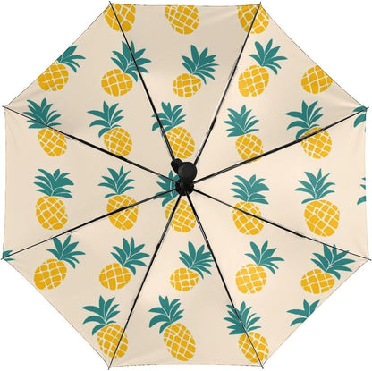 Yellow Pineapple Portable Travel Umbrella Compact Folding Auto Folding Umbrellas Fits Backpack Car