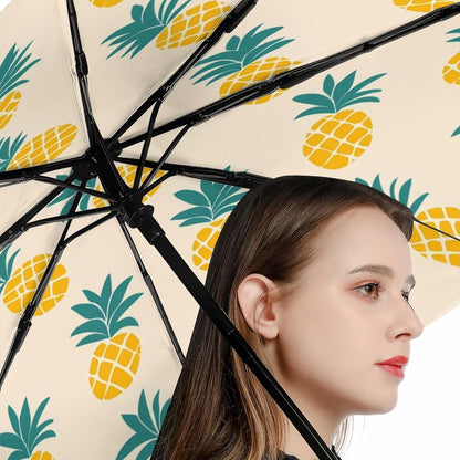 Yellow Pineapple Portable Travel Umbrella Compact Folding Auto Folding Umbrellas Fits Backpack Car