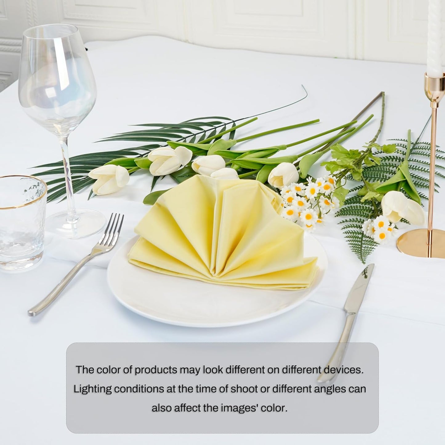 Solid Color Cotton Dinner Cloth Napkins - Set of 12 (17 x 17 inches) - for Events & Home Use (Yellow)