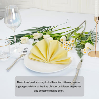Solid Color Cotton Dinner Cloth Napkins - Set of 12 (17 x 17 inches) - for Events & Home Use (Yellow)