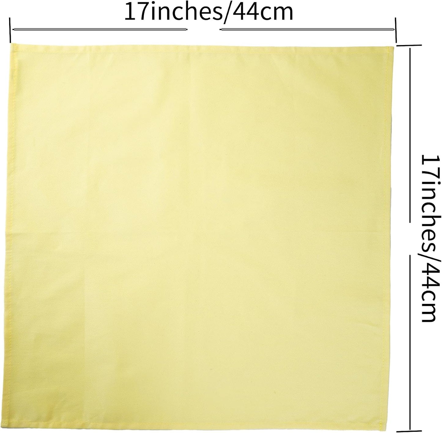 Solid Color Cotton Dinner Cloth Napkins - Set of 12 (17 x 17 inches) - for Events & Home Use (Yellow)