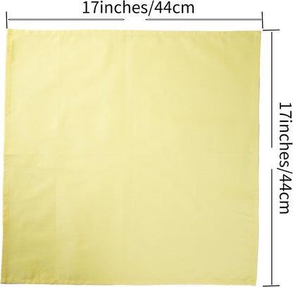 Solid Color Cotton Dinner Cloth Napkins - Set of 12 (17 x 17 inches) - for Events & Home Use (Yellow)