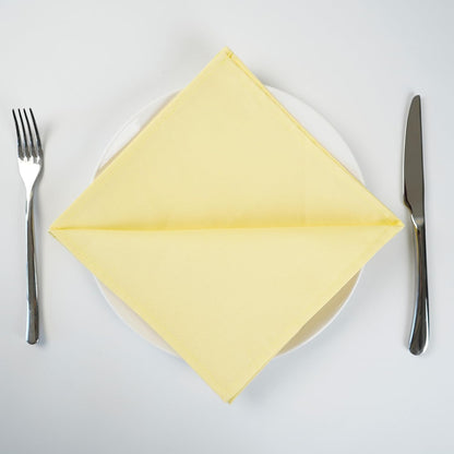 Solid Color Cotton Dinner Cloth Napkins - Set of 12 (17 x 17 inches) - for Events & Home Use (Yellow)