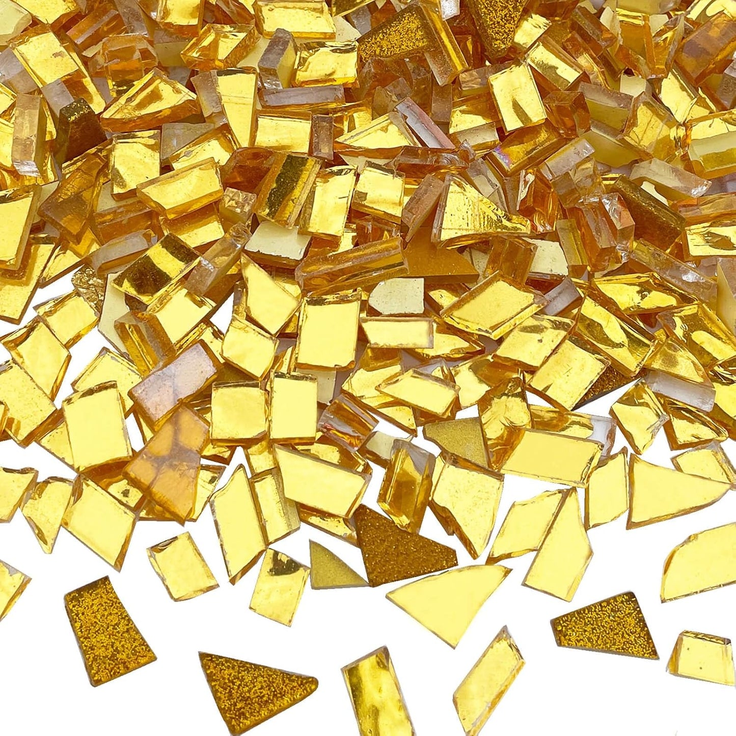 Gold Mixed Irregular Glass Mosaic Tiles for Art Crafts, 9oz Value Pack Mosaic Making Supplies, Glass Mosaic Kits for Adults
