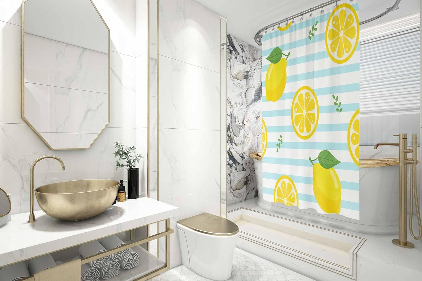 Lemon Shower Curtain 72x72 Inch Waterproof Shower Curtain for Bathroom with Hooks Bath Decoration Accessories Home Décor