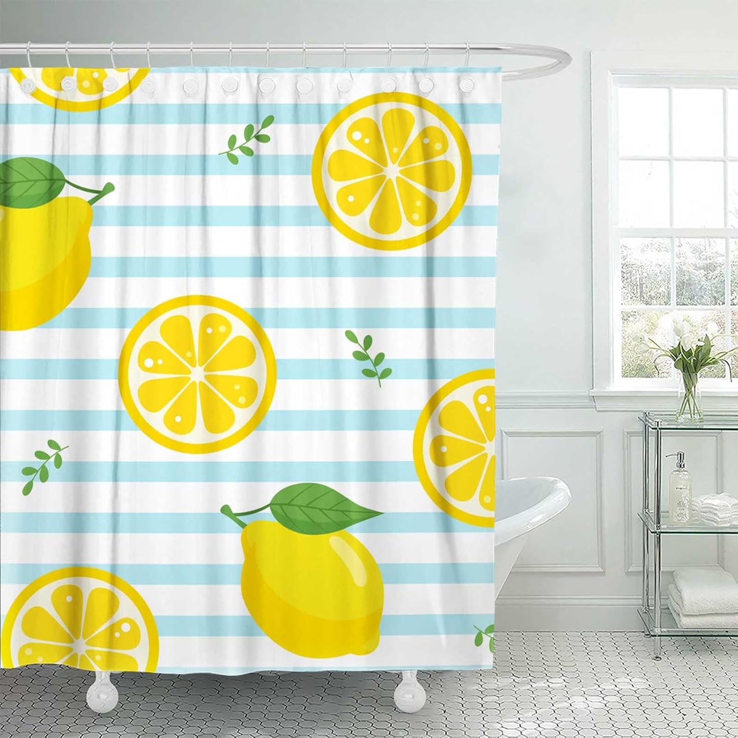 Lemon Shower Curtain 72x72 Inch Waterproof Shower Curtain for Bathroom with Hooks Bath Decoration Accessories Home Décor